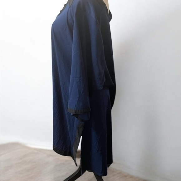 eShakti Blue Midi Tunic Dress with 3/4 Sleeves - Picture 2 of 6